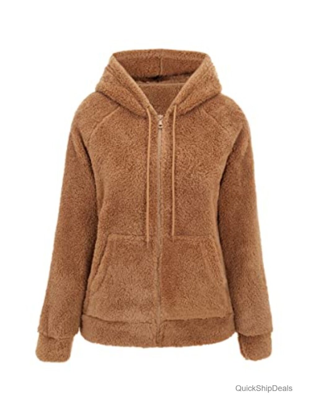 Women's Sherpa Faux Fur Hooded Zip-Up Fleece Jacket Coat